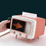 TV tissue box + mobile phone stand desktop tissue napkin holder case Pink