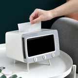 TV tissue box + mobile phone stand desktop tissue napkin holder case Grey