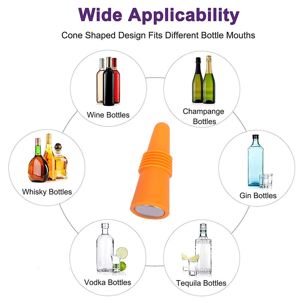 Maxbell  Portable Wine Bottle Stopper Beverage Bottle Stoppers with Grip Top Orange