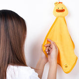 Soft & Absorbent Hanging Hand Towel Cute Kitchen Towel for Bathroom Yellow