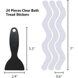 Maxbell Set of 24 Anti Slip Bath Tape Shower Pad w/ Shovel for Stairs Outdoors Black