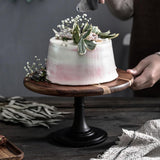 Maxbell  Wood Cake Stand Pedestal Dessert Round Holder Wedding Party Birthday 25.5cm