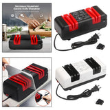 Maxbell Electric Knife Sharpener 15 Degree Bevel 2 Wide Stages Grooves Black white