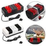 Maxbell Electric Knife Sharpener 15 Degree Bevel 2 Wide Stages Grooves Black white