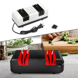 Maxbell Electric Knife Sharpener 15 Degree Bevel 2 Wide Stages Grooves Black white
