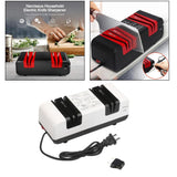 Maxbell Electric Knife Sharpener 15 Degree Bevel 2 Wide Stages Grooves Black white