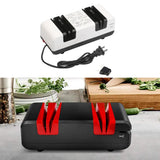 Maxbell Electric Knife Sharpener 15 Degree Bevel 2 Wide Stages Grooves Black white