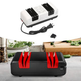 Maxbell Electric Knife Sharpener 15 Degree Bevel 2 Wide Stages Grooves Black white