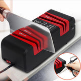 Maxbell Electric Knife Sharpener 15 Degree Bevel 2 Wide Stages Grooves Black red