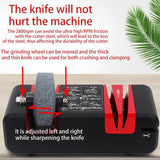 Maxbell Electric Knife Sharpener 15 Degree Bevel 2 Wide Stages Grooves Black red