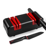 Maxbell Electric Knife Sharpener 15 Degree Bevel 2 Wide Stages Grooves Black red