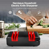 Maxbell Electric Knife Sharpener 15 Degree Bevel 2 Wide Stages Grooves Black red