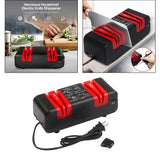 Maxbell Electric Knife Sharpener 15 Degree Bevel 2 Wide Stages Grooves Black red