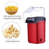 Maxbell Hot Air Electric Popcorn Popper Maker Machine Fat-Free Removable Cover Red