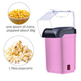 Maxbell Hot Air Electric Popcorn Popper Maker Machine Fat-Free Removable Cover Pink