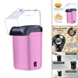 Maxbell Hot Air Electric Popcorn Popper Maker Machine Fat-Free Removable Cover Pink