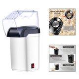 Maxbell Hot Air Electric Popcorn Popper Maker Machine Fat-Free Removable Cover White