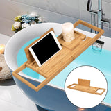 Extendable Bamboo Bath Tub Caddy Wooden Bathtub Bridge Shelf Organizer Tray