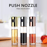Maxbell  Clear Glass Oil Dispenser Vinegar Spray Bottle Cruet Pot Silver