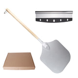 Maxbell Alloy Pizza Peel Long Wooden Handle Pizza Cake Lifter Transfer Paddle Shovel