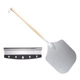 Maxbell Alloy Pizza Peel Long Wooden Handle Pizza Cake Lifter Transfer Paddle Shovel