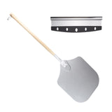 Maxbell Alloy Pizza Peel Long Wooden Handle Pizza Cake Lifter Transfer Paddle Shovel