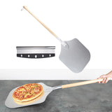 Maxbell Alloy Pizza Peel Long Wooden Handle Pizza Cake Lifter Transfer Paddle Shovel
