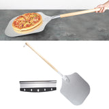 Maxbell Alloy Pizza Peel Long Wooden Handle Pizza Cake Lifter Transfer Paddle Shovel