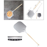 Maxbell Alloy Pizza Peel Long Wooden Handle Pizza Cake Lifter Transfer Paddle Shovel