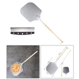 Maxbell Alloy Pizza Peel Long Wooden Handle Pizza Cake Lifter Transfer Paddle Shovel