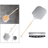 Maxbell Alloy Pizza Peel Long Wooden Handle Pizza Cake Lifter Transfer Paddle Shovel