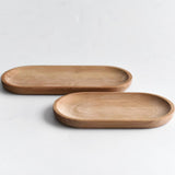Maxbell Oval Wooden Tea Tray Serving Table Plate Snacks Food Tea Storage 10x23cm
