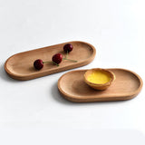 Maxbell Oval Wooden Tea Tray Serving Table Plate Snacks Food Tea Storage 10x23cm