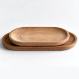 Maxbell Oval Wooden Tea Tray Serving Table Plate Snacks Food Tea Storage 10x23cm