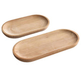 Maxbell Oval Wooden Tea Tray Serving Table Plate Snacks Food Tea Storage 10x23cm
