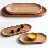 Maxbell Oval Wooden Tea Tray Serving Table Plate Snacks Food Tea Storage 10x23cm