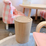 Maxbell  Garbage Can Solid Wood Waste Bin Round Kitchen Decorative Storage Baskets wood 2 swing cover