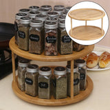 Maxbell 2-Tier Wooden Turntable Spice Rack Kitchen Cabinet Rotating Organizer