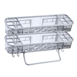 Non-Trace Punch-Free Storage Shelf Tray Makeup Organizer Adhesive Save Space 2 PCS Rectangular