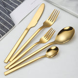 Maxbell 5x Glossy Tableware Cutlery Set Knife Spoon Fork Flatware Gold
