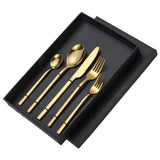 Maxbell 5x Glossy Tableware Cutlery Set Knife Spoon Fork Flatware Gold