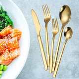 Maxbell 5x Glossy Tableware Cutlery Set Knife Spoon Fork Flatware Gold