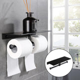 Bathroom Toilet Paper Holder with Shelf Kitchen Double Roll Tissue Dispenser