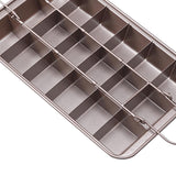 Maxbell 18 Holes Non Stick Brownie Pans with Dividers Steel Baking Pan Champagne