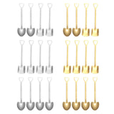 Maxbell Ice Cream Spoon Coffee Spoon Cutlery Shovel Shape Stirring Scoop Flatware point silver