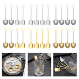 Maxbell Ice Cream Spoon Coffee Spoon Cutlery Shovel Shape Stirring Scoop Flatware point silver