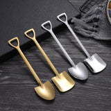 Maxbell Ice Cream Spoon Coffee Spoon Cutlery Shovel Shape Stirring Scoop Flatware point silver