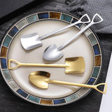 Maxbell Ice Cream Spoon Coffee Spoon Cutlery Shovel Shape Stirring Scoop Flatware point silver