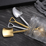 Maxbell Ice Cream Spoon Coffee Spoon Cutlery Shovel Shape Stirring Scoop Flatware point silver