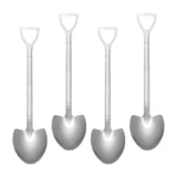 Maxbell Ice Cream Spoon Coffee Spoon Cutlery Shovel Shape Stirring Scoop Flatware point silver